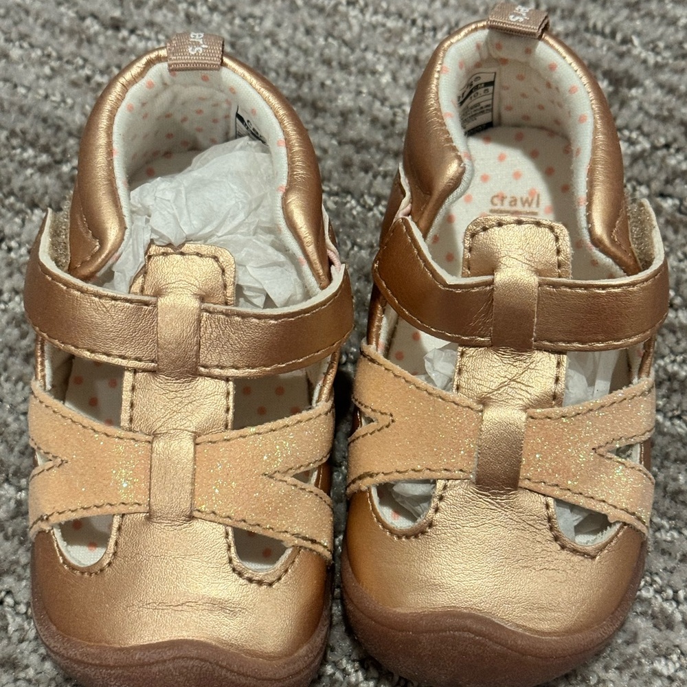 New Carter's Shimmering Rose Gold Baby Shoes